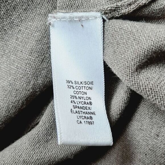 BANANA REPUBLIC Cardigan Button Down Silk Cotton Blend Green Grey Sz M Flawed - Picture 11 of 13